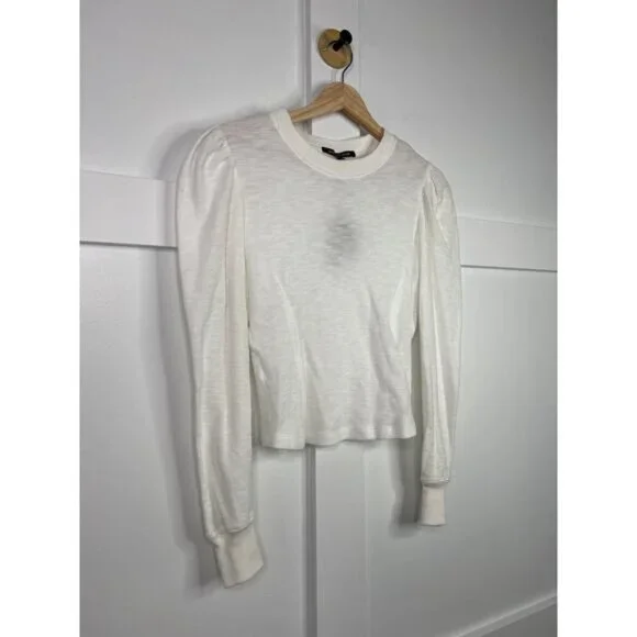 NEW Marissa Webb Blair Waffle Knit Puff Sleeve Pullover Top White Size: XS - Picture 3 of 7